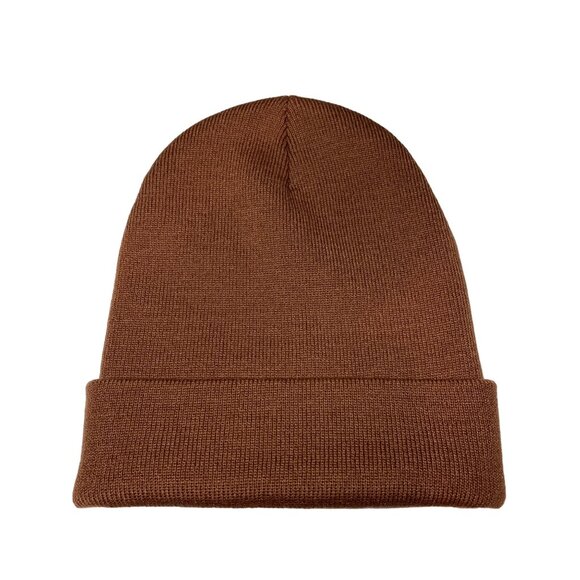Yea.Nice Legend Mens Knit Sienna Chocolate Brown Folded Beanie Hat Cap Winter - Picture 3 of 6